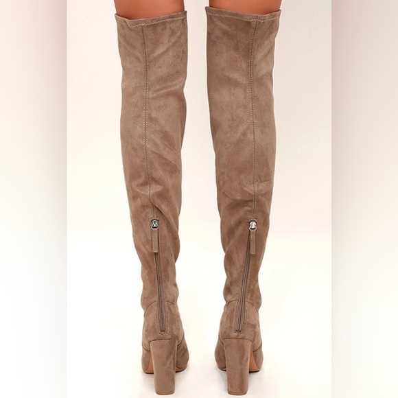 Size 9 | NWOT Steve Madden Emotions Taupe Suede Over the Knee Boots - Picture 4 of 9